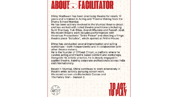 TO ACT IS TO PLAY - An Acting Workshop